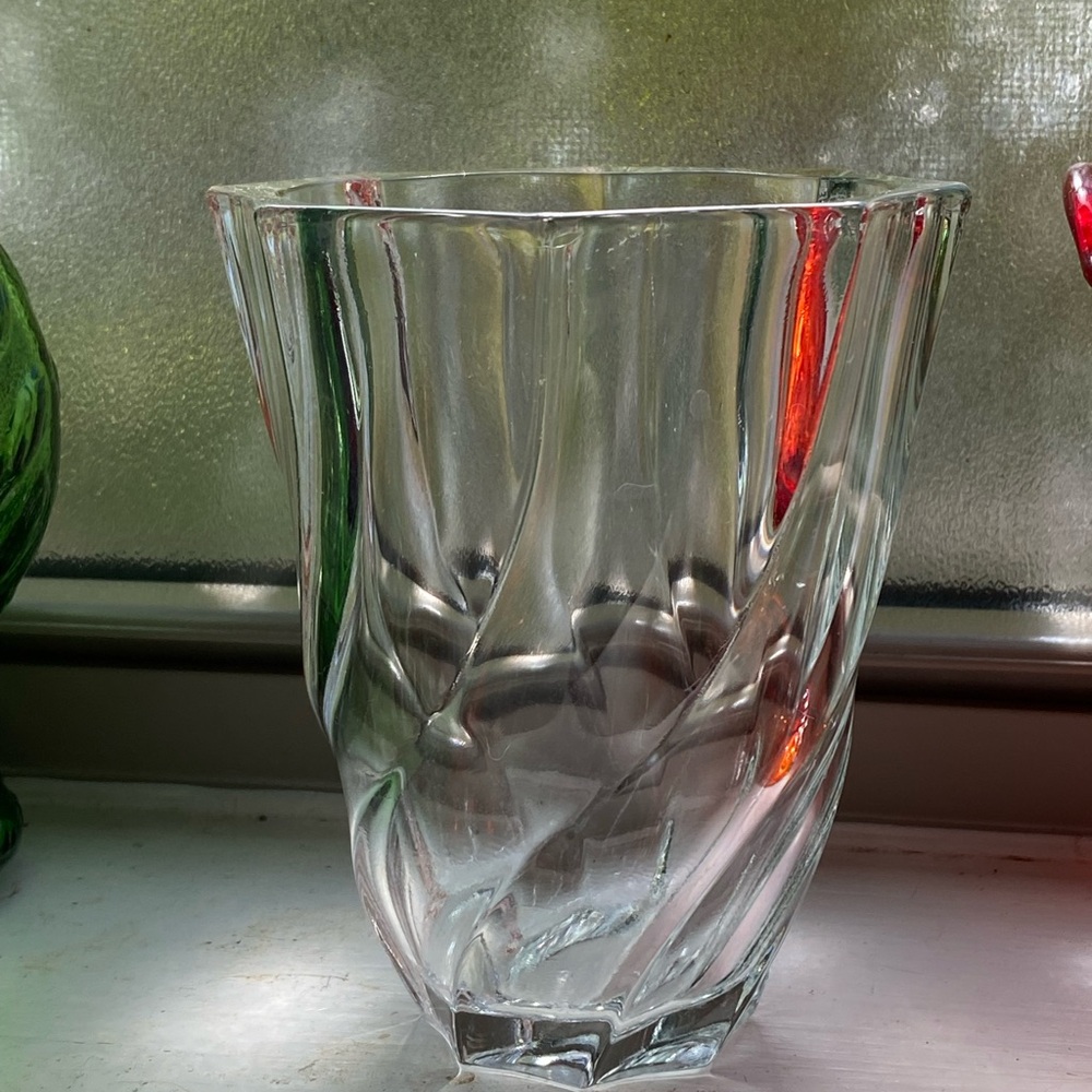 Vintage French LUMINARC Glass Vase, Flower Vase, 1970's , Made In France